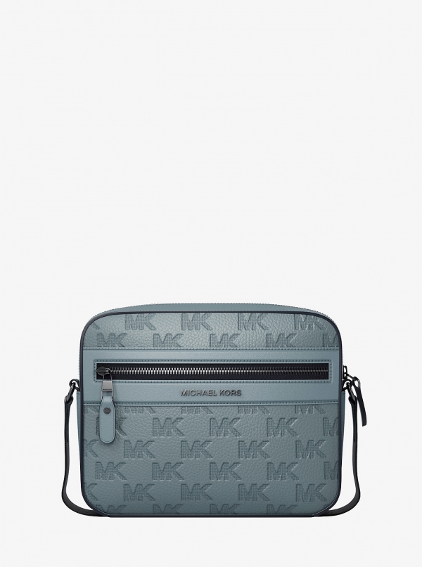 Michael Kors Mens Jet Set Logo Embossed Leather Crossbody Bag