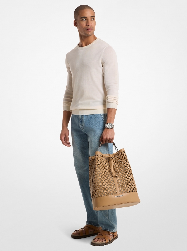 Michael Kors Mens Whitley Medium Hand-Woven Backpack