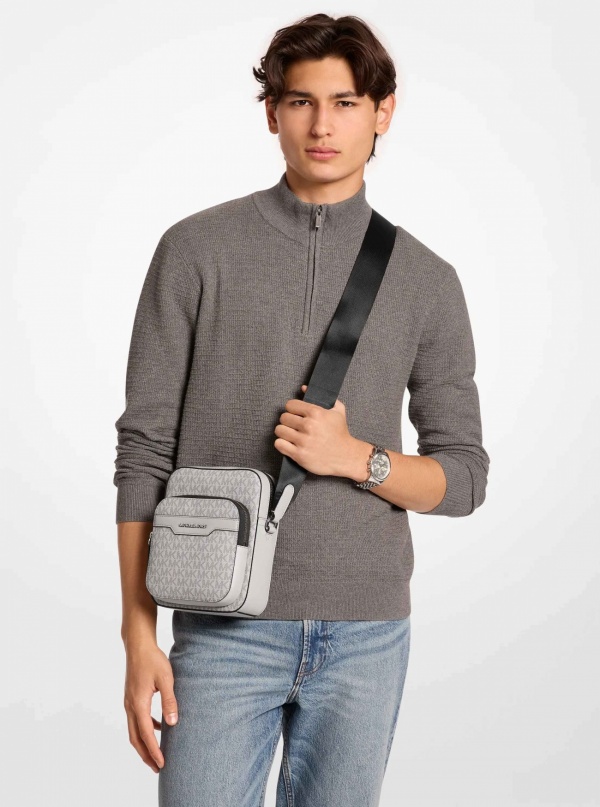 Michael Kors Mens Hudson Mini Signature Logo Flight Bag