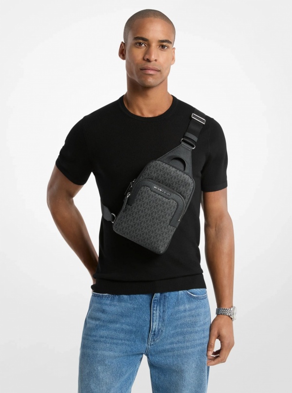 Michael Kors Mens Hudson Signature Logo Sling Pack