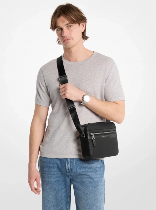 Michael Kors Mens Jet Set Pebbled Leather Crossbody Bag