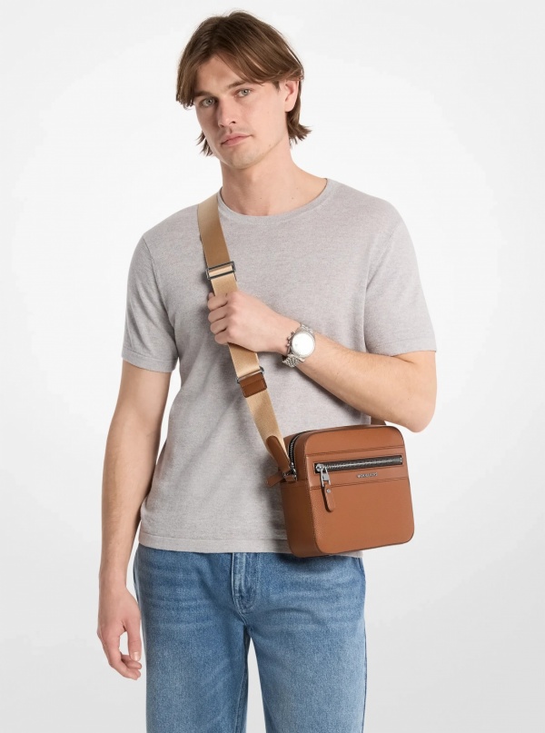 Michael Kors Mens Jet Set Pebbled Leather Crossbody Bag