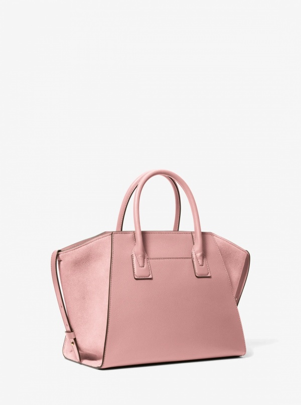 Avril Large Leather and Suede Satchel
