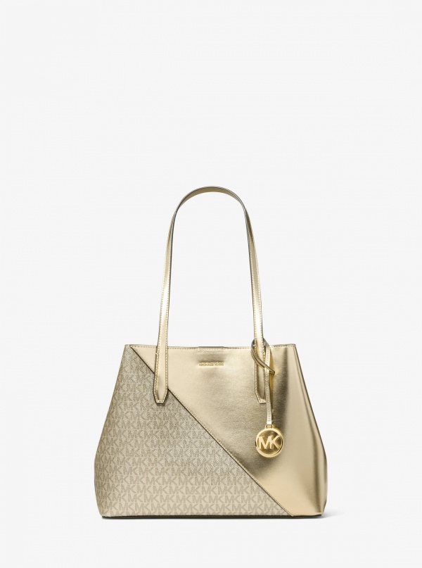 Avalon Medium Metallic and Signature Logo Tote Bag