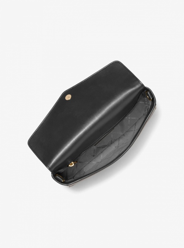 Kacey Medium Signature Logo and Leopard Print Calf Hair Shoulder Bag