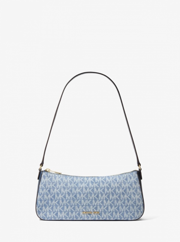 Sammy Small Signature Logo Print Denim Pochette