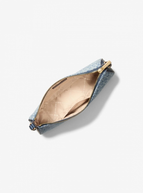 Sammy Small Signature Logo Print Denim Pochette