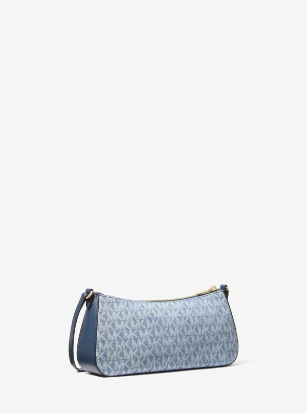 Sammy Small Signature Logo Print Denim Pochette