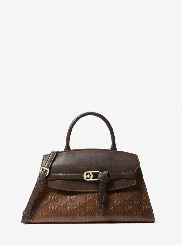 Greta Medium Logo Embossed Satchel