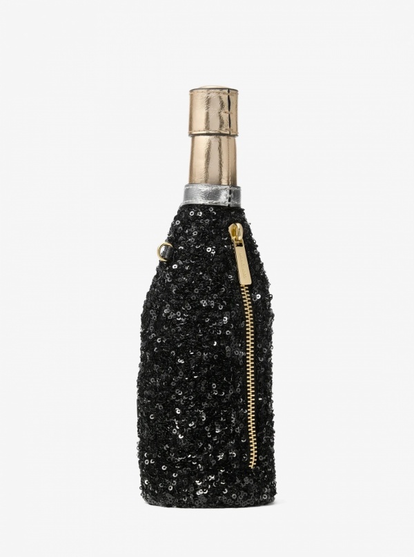 Sequined Champagne Small Crossbody Bag