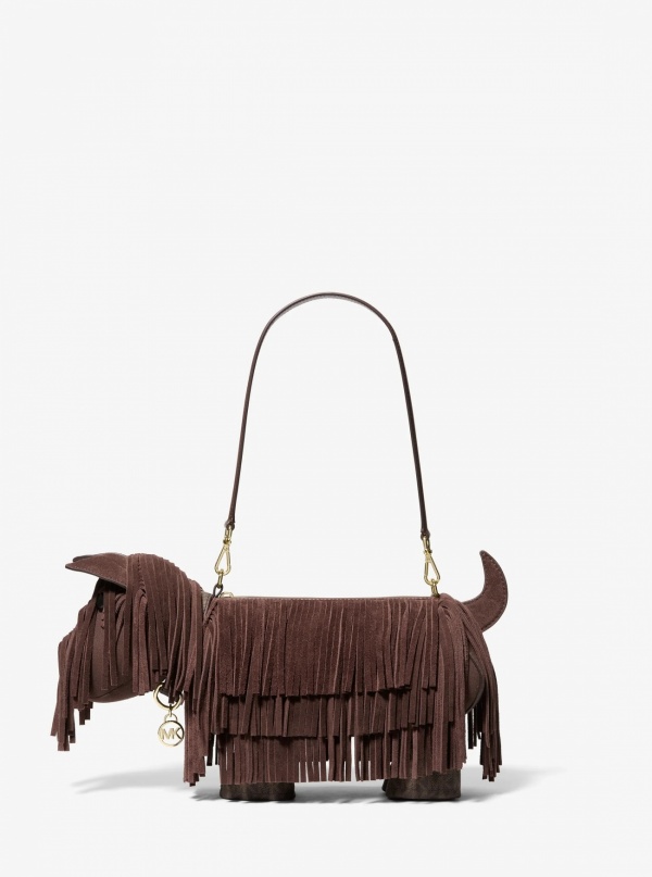 Scottie Dog Small Suede Shoulder Bag
