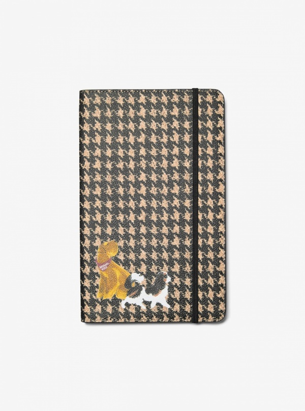 Medium Embellished Houndstooth Print Notebook