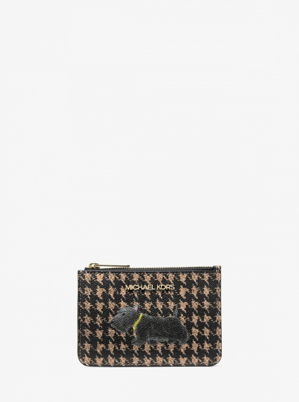 Jet Set Travel Small Printed Houndstooth Print Coin Pouch