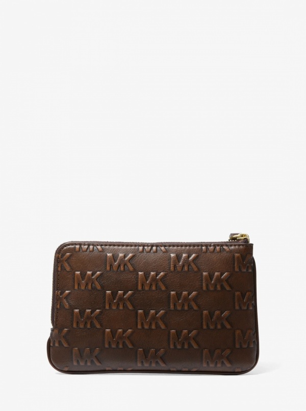 Jet Set Travel Small Burnished Logo Embossed Wristlet