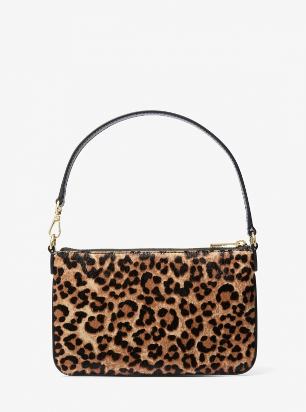 Jet Set Travel Leopard Print Calf Hair Wristlet