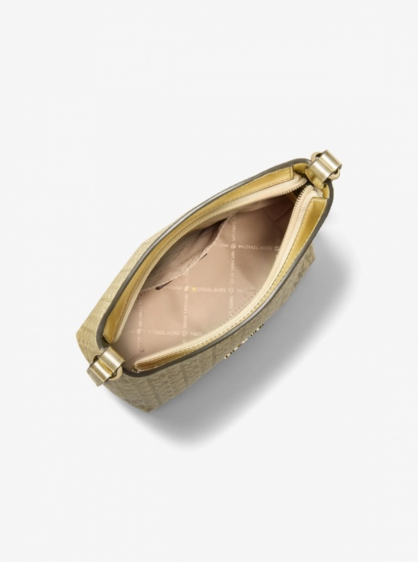 Maya Small Metallic Signature Logo Crossbody Bag