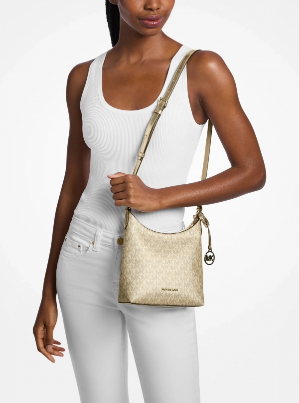 Maya Small Metallic Signature Logo Crossbody Bag