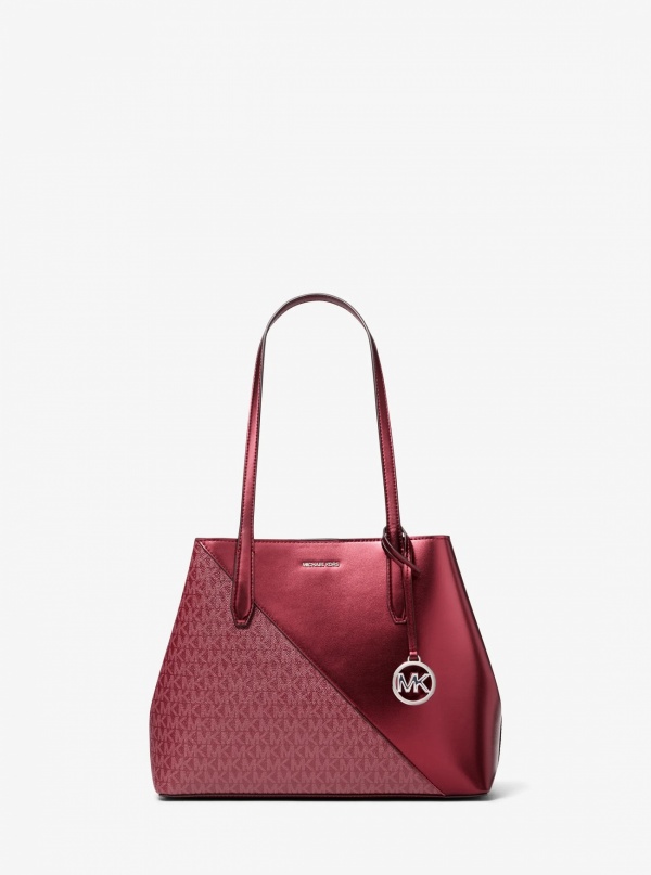 Avalon Medium Metallic and Signature Logo Tote Bag