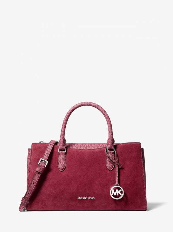 Arden Medium Signature Logo Top-Zip Satchel