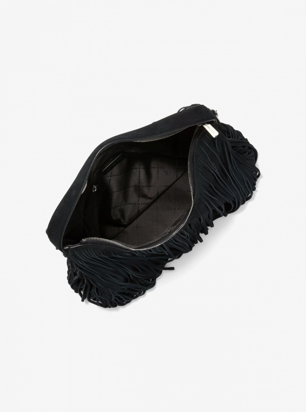 Nayla Medium Frayed Suede Hobo Shoulder Bag