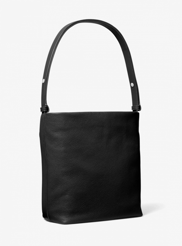 Roey Medium Pebbled Leather Bucket Messenger Bag