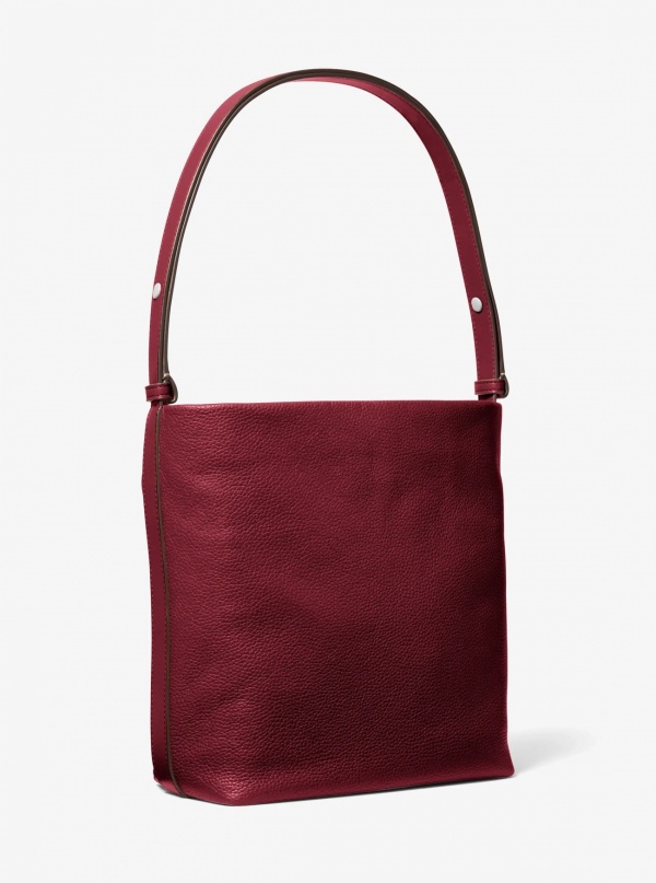 Roey Medium Pebbled Leather Bucket Messenger Bag