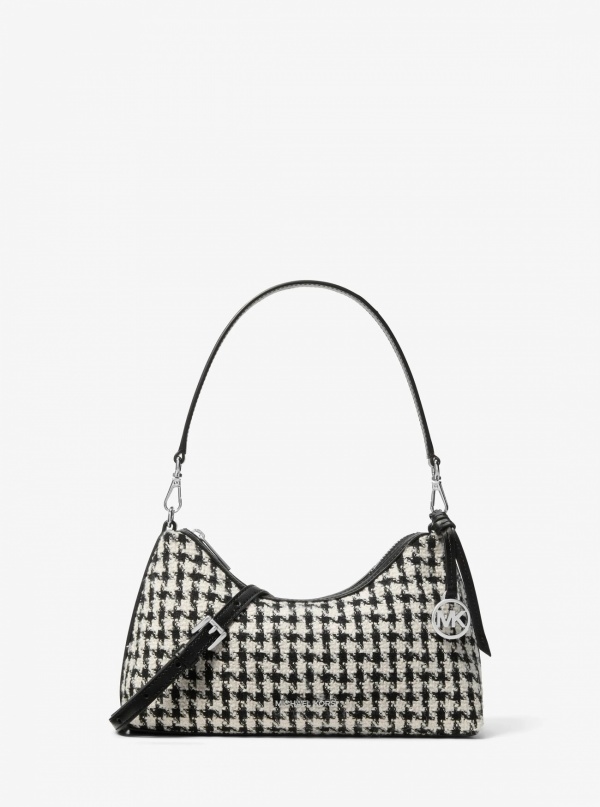 Sammy Small Woven Houndstooth Convertible Crossbody Bag