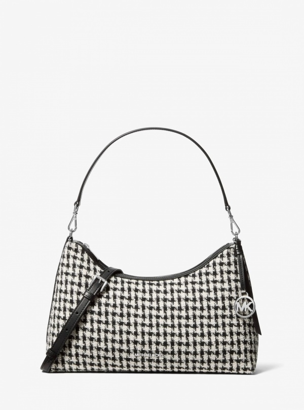 Sammy Medium Woven Houndstooth Convertible Shoulder Bag