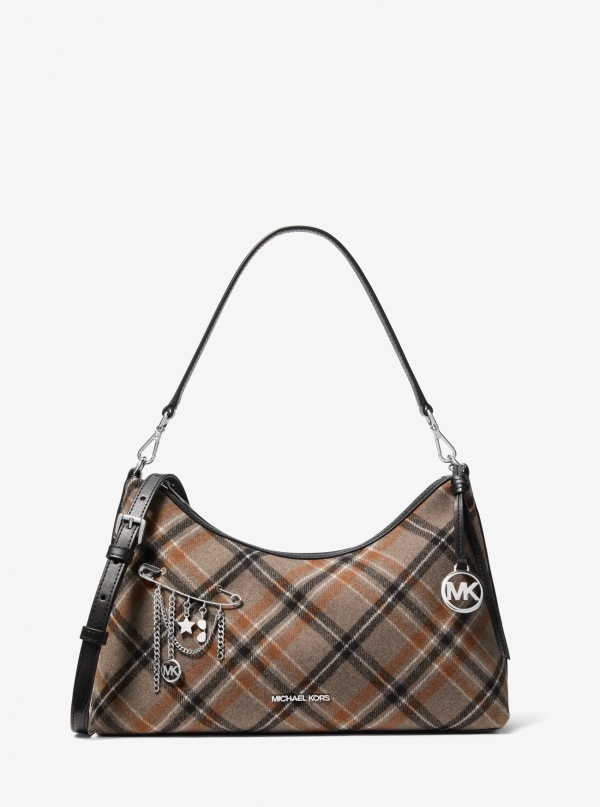 Sammy Medium Plaid Print Wool Blend Convertible Shoulder Bag