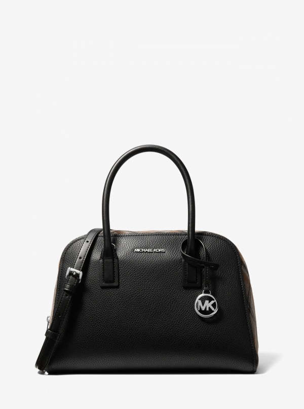 Ashton Medium Smooth And Plaid Wool Blend Satchel