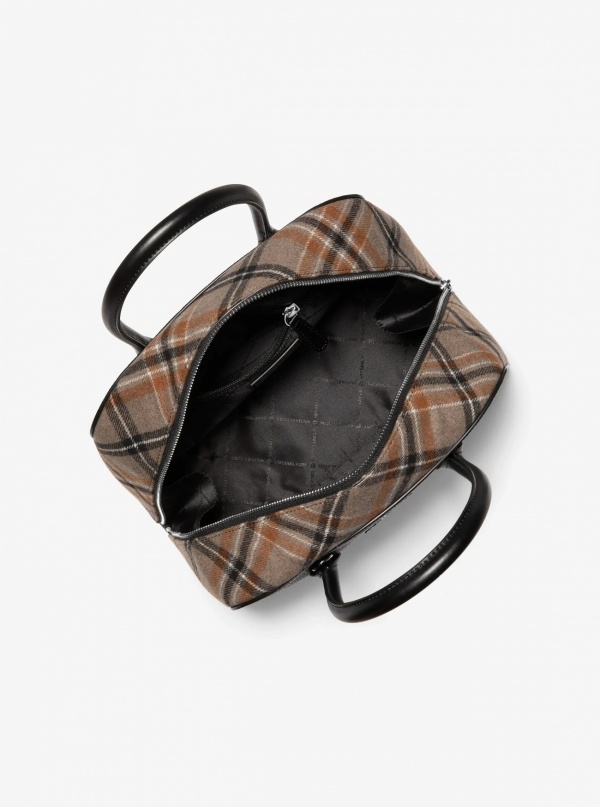 Ashton Medium Smooth And Plaid Wool Blend Satchel
