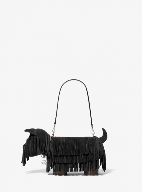 Scotty Dog Small Suede Shoulder Bag