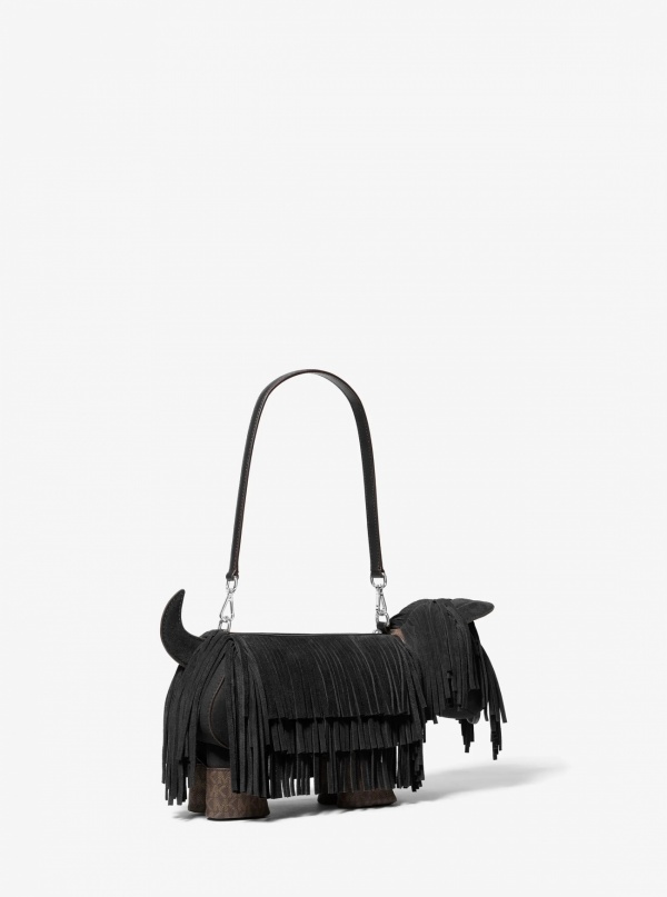 Scotty Dog Small Suede Shoulder Bag