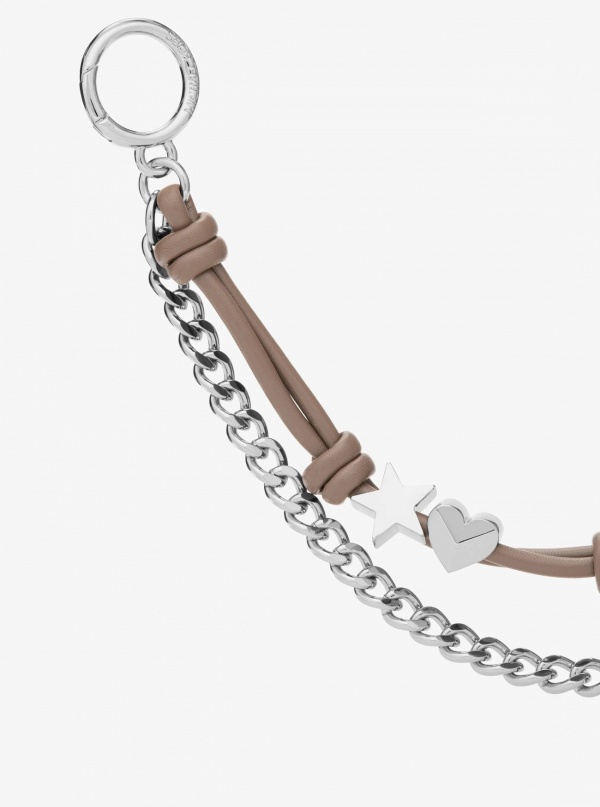 Silver-Tone Charm and Chain Bag Charm
