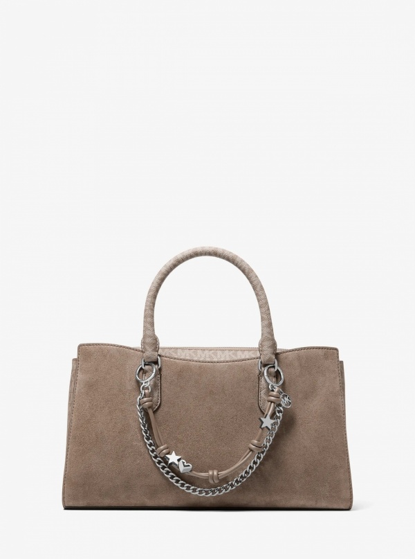 Silver-Tone Charm and Chain Bag Charm