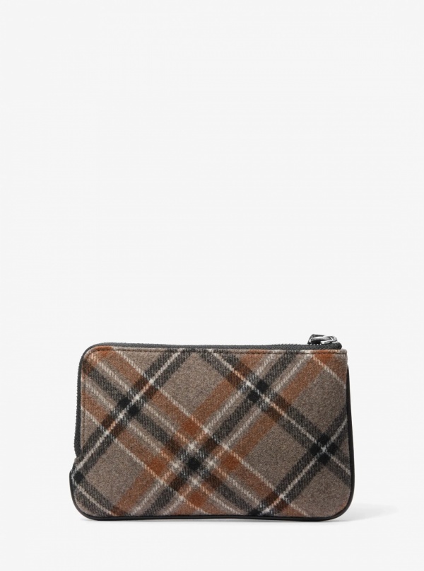 Jet Set Travel Plaid Print Wool Wristlet