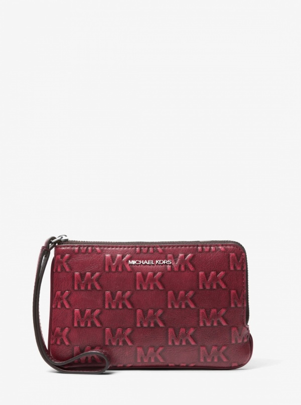 Jet Set Travel Small Burnished Logo Embossed Wristlet