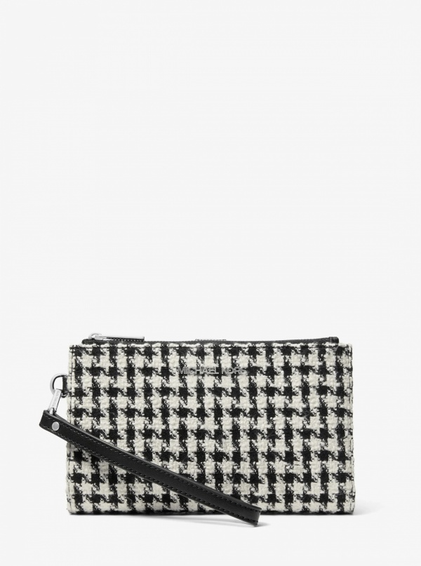 Jet Set Travel Houndstooth Woven Wristlet