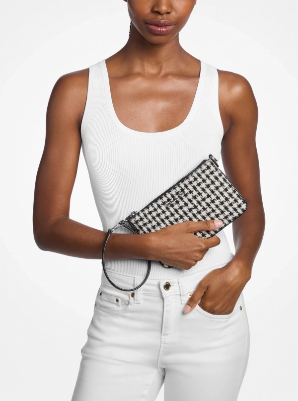 Jet Set Travel Woven Houndstooth Convertible Wristlet