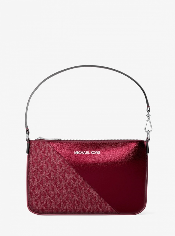Jet Set Travel Metallic and Signature Logo Wristlet