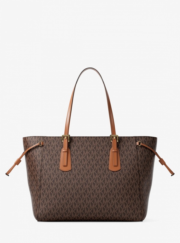 Voyager Large Signature Logo Top-Zip Tote Bag
