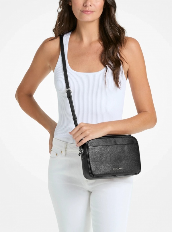 Jet Set Large Pebbled Leather Camera Crossbody Bag