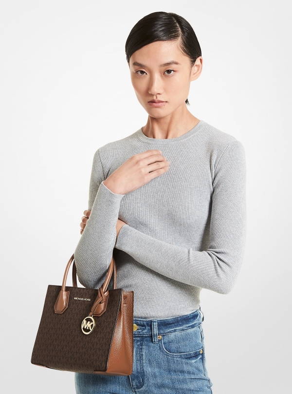 MICHAEL Michael Kors Mercer Medium Logo and Leather Accordion Crossbody Bag