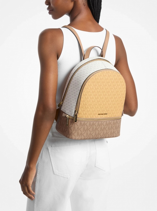 Rhea Medium Color-Block Signature Logo Backpack