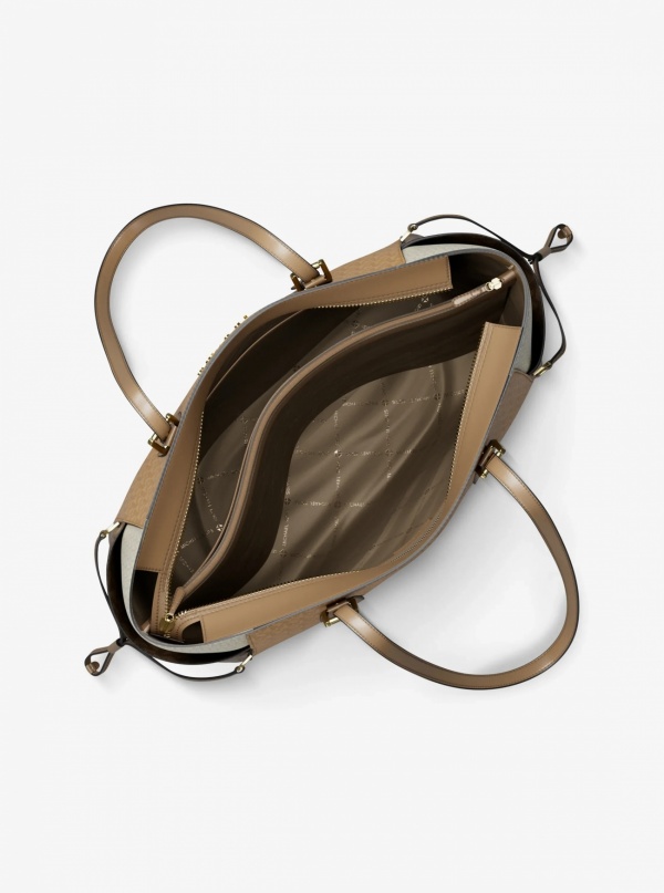 Voyager Large Color-Block Signature Logo Tote Bag