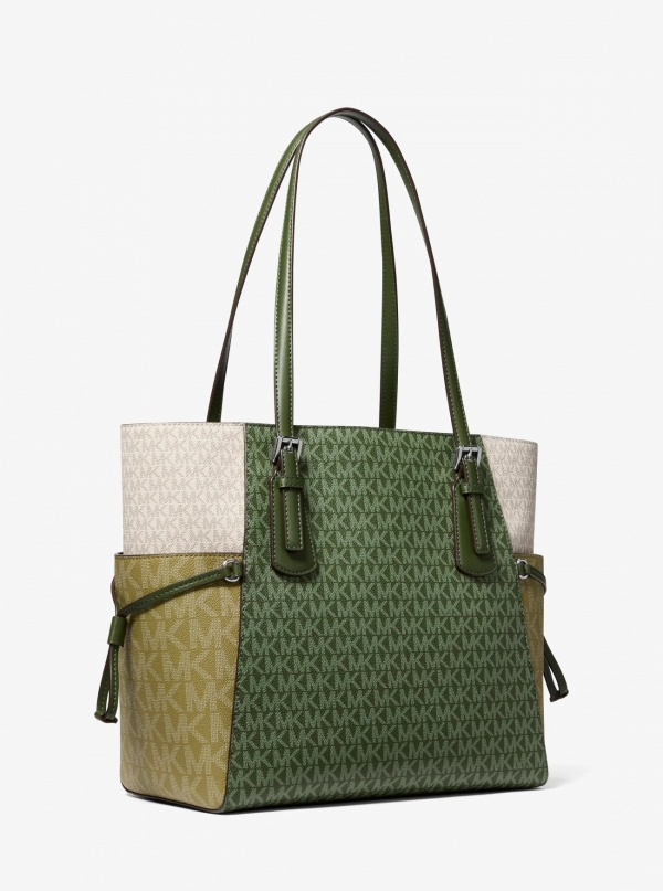 Voyager Large Color-Block Signature Logo Tote Bag