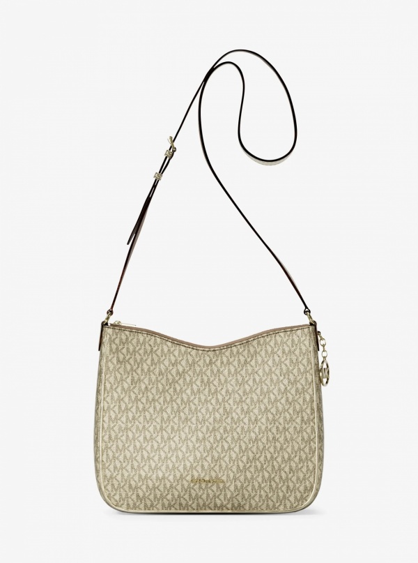 Nayla Medium Metallic Signature Logo Messenger Bag