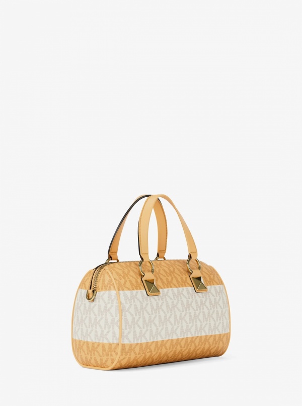 Grayson Small Striped Signature Logo Duffel Crossbody Bag