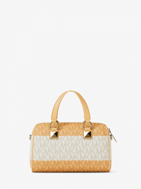 Grayson Small Striped Signature Logo Duffel Crossbody Bag