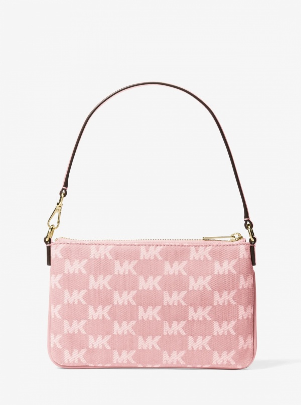 Jet Set Travel Small Logo Jacquard Denim Wristlet